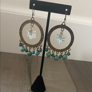 Elegant Turquoise and Gold Dangle Earrings
